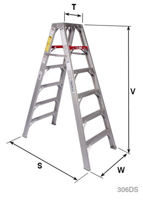 Heavy Duty Aluminum Industrial Double Step Ladders